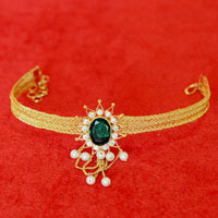 Traditional Baajubanda Green in gold forming